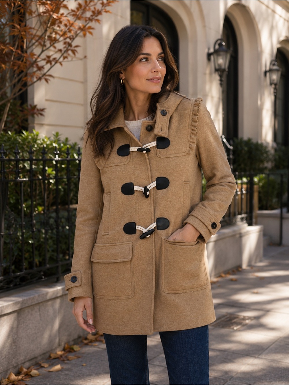 Anthropologie Joie Karina Camel Wool Blend Toggle Coat Sz XS 0-2